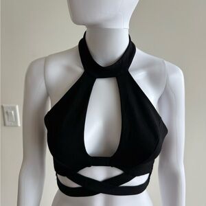 Black Cutout Halter top